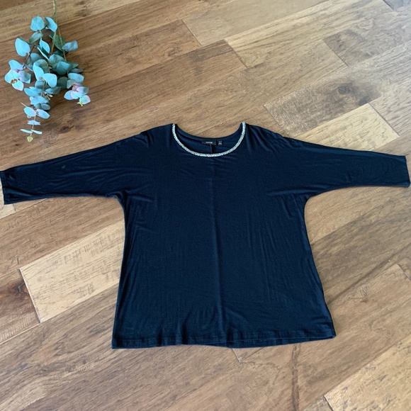 Apt. 9 Black Dolman Sleeve Beaded Neck Comfortable Soft Top Dressy Caree… - Picture 5 of 11